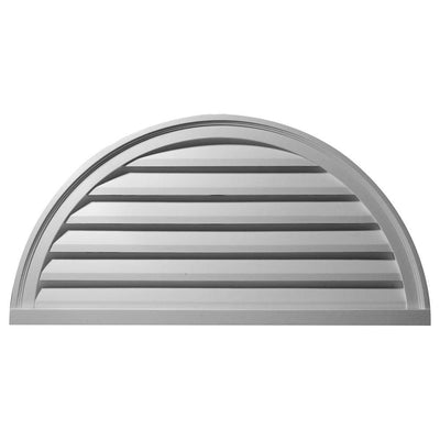 48 in. x 24 in. Half Round Primed Polyurethane Paintable Gable Louver Vent - Super Arbor