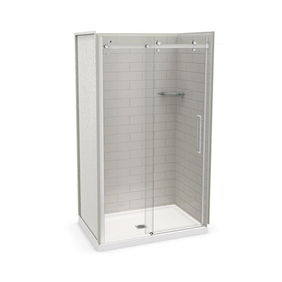 Utile Metro 32 in. x 48 in. x 83.5 in. Center Drain Alcove Shower Kit in Soft Grey with Chrome Shower Door - Super Arbor
