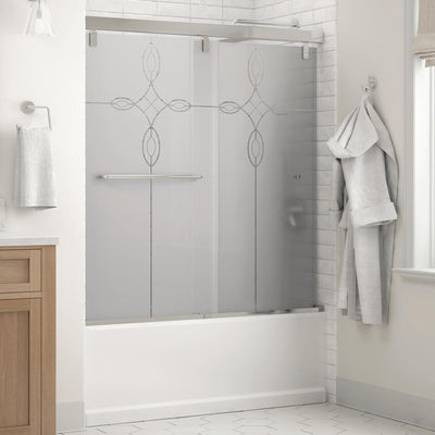 Simplicity 60 x 59-1/4 in. Frameless Mod Soft-Close Sliding Bathtub Door in Chrome with 1/4 in. (6mm) Tranquility Glass - Super Arbor