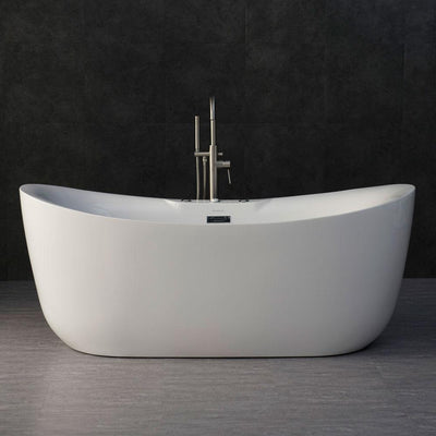 Venezia 71 in. Acrylic Freestanding Double Slipper Whirlpool and Air Bathtub with Drain and Overflow Included in White - Super Arbor