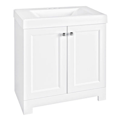 Shaila 30.5 in. W Bath Vanity in White with Cultured Marble Vanity Top in White with White Sink - Super Arbor
