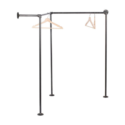 1/2 in. x 5 ft. L Black Pipe  Corner Wall Mounted Clothing Rack Kit - Super Arbor
