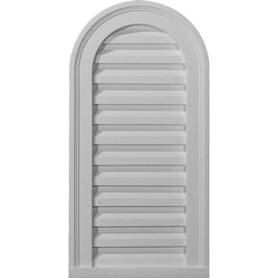 12 in in. x 24 in. Round Top Primed Polyurethane Paintable Gable Louver Vent - Super Arbor