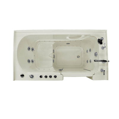 HD Series 60 in. Right Drain Quick Fill Walk-In Whirlpool and Air Bath Tub with Powered Fast Drain in Biscuit - Super Arbor