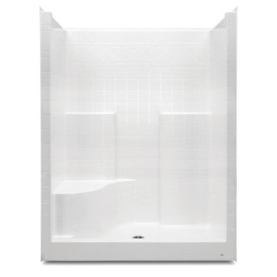 Everyday 60 in. x 36 in. x 76 in. 1-Piece Shower Stall with Left Seat and Center Drain in White - Super Arbor
