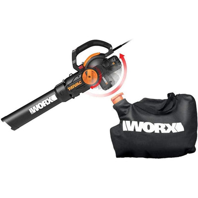 Worx TRIVAC 2.0 70 MPH 600 CFM Electric 12 Amp 3-in-1 Blower, Mulcher, Yard and Lawn Vacuum with Metal Impeller - Super Arbor