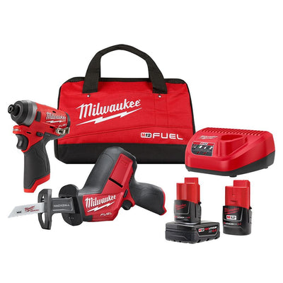 M12 FUEL 12-Volt Lithium-Ion Brushless Cordless Hackzall and Impact Driver Combo Kit (2-Tool) with 2-Batteries and Bag - Super Arbor
