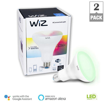 WiZ 72-Watt Equivalent BR30 Colors and Tunable White Wi-Fi Connected Smart LED Light Bulb (2-Pack) - Super Arbor