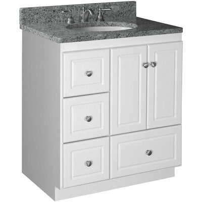 Ultraline 30 in. W x 21 in. D x 34.5 in. H Vanity with Left Drawers Cabinet Only in Satin White - Super Arbor