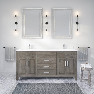 Kali 72 in. W x 22 in. D Bath Vanity in Gray ENGRD Stone Vanity Top in White with White Basin Power Bar and Organizer - Super Arbor
