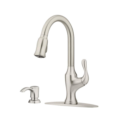 Deming Single-Handle Pull-Down Sprayer Kitchen Faucet in Spot Defense Stainless Steel - Super Arbor