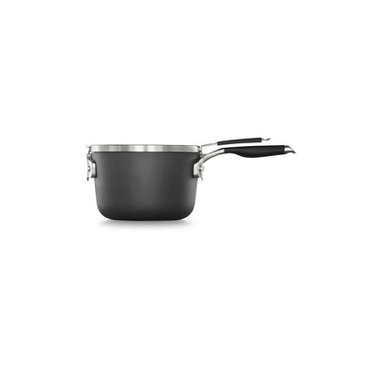 Select Space Saving 3.5 qt. Hard-Anodized Aluminum Nonstick Sauce Pan in Black with Glass Lid - Super Arbor