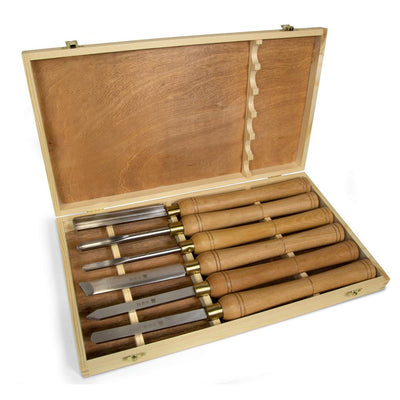 Artisan Chisel Set with 6 in. High-Speed Steel Blades and 10 in. England Beech Handles (6-Piece) - Super Arbor