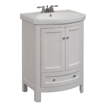 24 in. W x 19 in. D x 34 in. H Vanity in White with Vitreous China Vanity Top in White and White Basin - Super Arbor