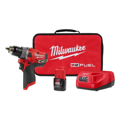 M12 FUEL 12-Volt Lithium-Ion Brushless Cordless 1/2 in. Hammer Drill Kit with 2.0 Ah Battery and Bag - Super Arbor
