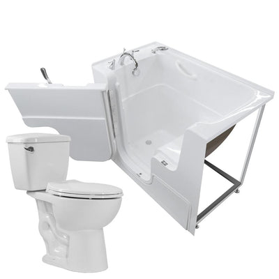 Wheelchair Accessible 53 in. Walk-In Non-Whirlpool Bathtub in White with 1.28 GPF Single Flush Toilet - Super Arbor