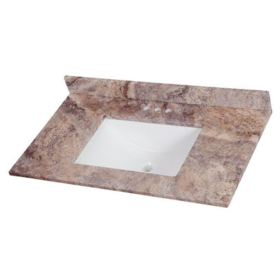37 in. W x 22 in. D Stone Effects Vanity Top in Cold Fusion with White Sink - Super Arbor
