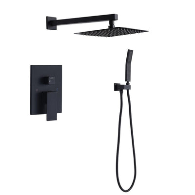 1-Spray Patterns with 2.5 GPM 10 in. Wall Mount Rain Dual Shower Heads in Matte Black, Shower System / Faucet Set - Super Arbor