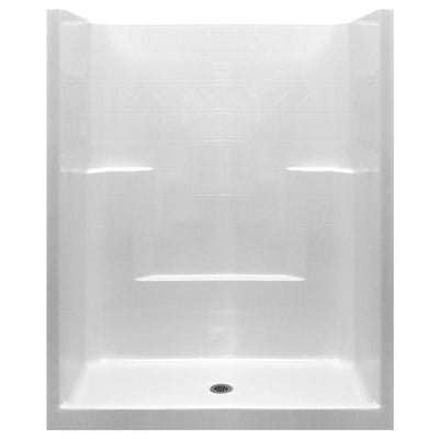 Standard 33 in. x 60 in. x 77 in. 1-Piece Low Threshold Shower Stall in White with Center Drain - Super Arbor