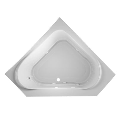 CAPELLA 60 in. x 60 in. Acrylic Center Drain Corner Drop-In Whirlpool Bathtub with Heater in White - Super Arbor