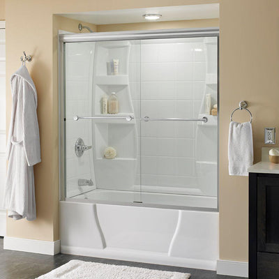 Lyndall 60 in. x 58-1/8 in. Semi-Frameless Traditional Sliding Bathtub Door in Chrome with Clear Glass - Super Arbor