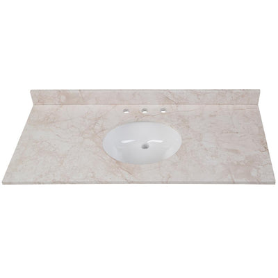 49 in. W x 22 in. D Stone Effects Vanity Top in Dune with White Sink - Super Arbor