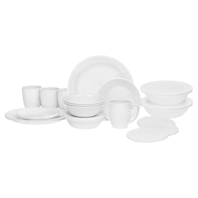 24-Piece Traditional White Glass Dinnerware Set (Service for 4) - Super Arbor