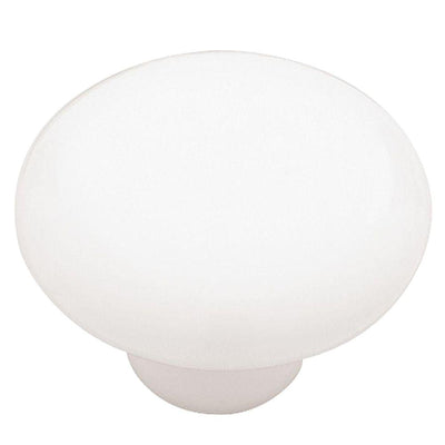 Classic Ceramic 1-1/2 in. (38mm) White Round Cabinet Knob - Super Arbor