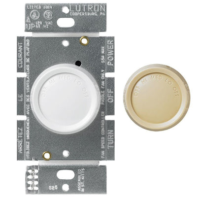 Lutron Rotary 1.5 Amp 3-Speed Single-Pole Fan Control, White - Super Arbor