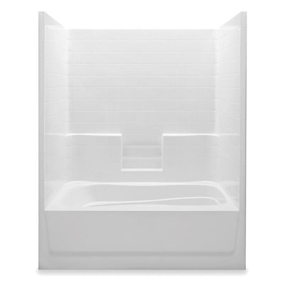 Everyday 60 in. x 42 in. x 74 in. 1-Piece Bath and Shower Kit with Right Drain in White - Super Arbor