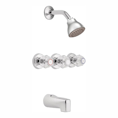 Chateau 3-Handle 1-Spray Tub and Shower Faucet in Chrome (Valve Included) - Super Arbor