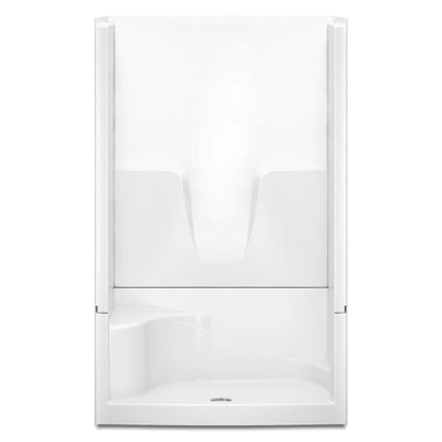 Varia 48 in. x 34 in. x 76 in. 4-Piece Shower Stall with Left Seat and Center Drain in White - Super Arbor