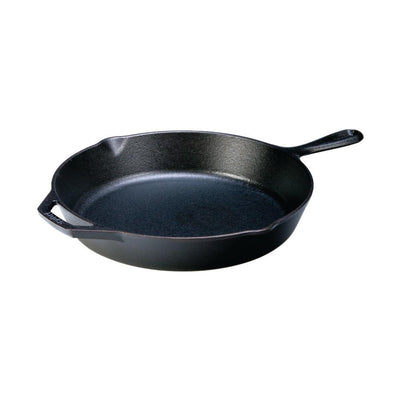 12 in. Cast Iron Skillet in Black with Pour Spout - Super Arbor