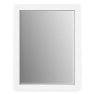 28 in. W x 36 in. H (M1) Framed Rectangular Deluxe Glass Bathroom Vanity Mirror in Matte White - Super Arbor