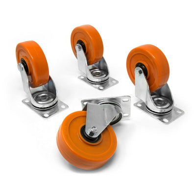4 in. 285 lbs. Capacity Polyurethane Double Ball-Bearing Swivel Plate Caster (4-Pack) - Super Arbor