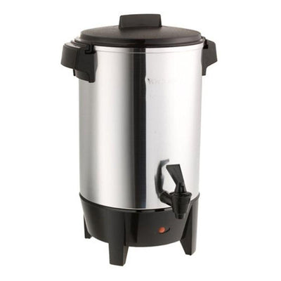 30-Cup Silver Commercial Aluminum Coffee Urn Features Automatic Temperature Control with Quick Brewing - Super Arbor