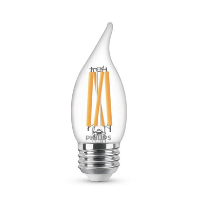 Philips 75-Watt Equivalent BA11 Dimmable Edison Glass LED Candle Light Bulb Bent Tip Medium Base Daylight (5000K) (6-Pack) - Super Arbor