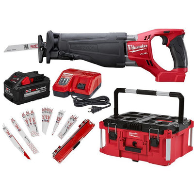M18 FUEL 18-Volt Lithium-Ion Brushless Cordless SAWZALL Reciprocating Saw Kit and PACKOUT 22 in. Large Tool Box - Super Arbor