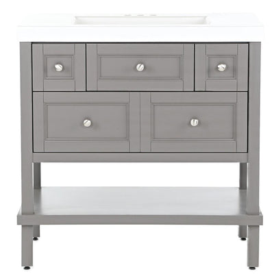 Ashland 37 in. W x 19 in. D Bathroom Vanity in Taupe Gray with Cultured Marble Vanity Top in White with White Sink - Super Arbor