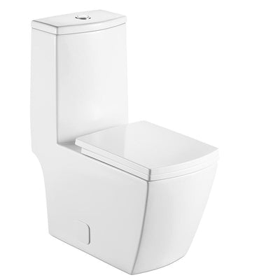 Modern Double Flush Toilet 1 Piece Of 1.28 GPF White Flush Toilet, Square Toilet With Toilet - Super Arbor