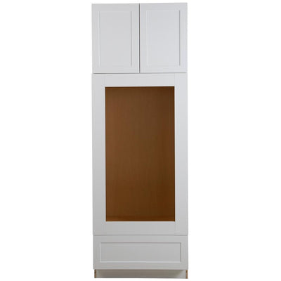 Cambridge Shaker Ready-to-Assemble 33x96x24.5 in. Base Double Oven Cabinet w/ 2 Soft Close Door & Drawer in White - Super Arbor