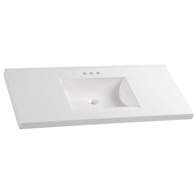 49 in. W x 22 in. D Cultured Marble Vanity Top in White with White Sink - Super Arbor