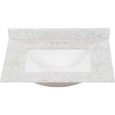 31 in. W x 22 in. D Stone Effect Vanity Top in River Stone with White Sink - Super Arbor