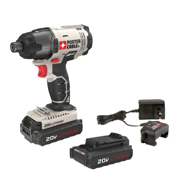 20-Volt MAX Lithium-Ion Cordless 1/4 in. Impact Driver with 2 Batteries 1.3 Ah and Charger - Super Arbor