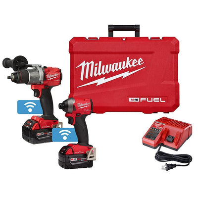 M18 FUEL ONE-KEY 18-Volt Lithium-Ion Brushless Cordless Hammer Drill/Impact Driver Combo Kit Two 5.0 Ah Batteries Case - Super Arbor