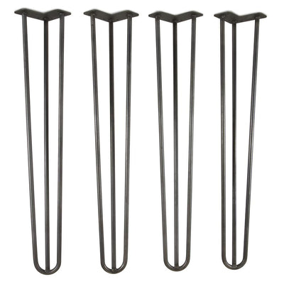 1/2 in. Dia 28 in. Mid-Century Modern Satin Black Hairpin Table Legs, (4-Pack) - Super Arbor