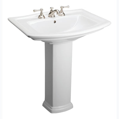 Washington 650 25 in. Pedestal Combo Bathroom Sink in White - Super Arbor