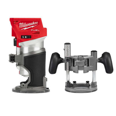 M18 FUEL 18-Volt Lithium-Ion Brushless Cordless Compact Router w/ Compact Router Plunge Base - Super Arbor