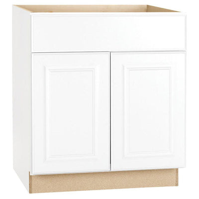 Hampton Assembled 30 in. x 34.5 in. x 24 in. Base Kitchen Cabinet with Ball-Bearing Drawer Glides in Satin White - Super Arbor