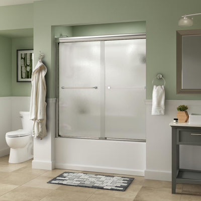 Everly 60 in. x 58-1/8 in. Traditional Semi-Frameless Sliding Bathtub Door in Chrome and 1/4 in. (6mm) Rain Glass - Super Arbor
